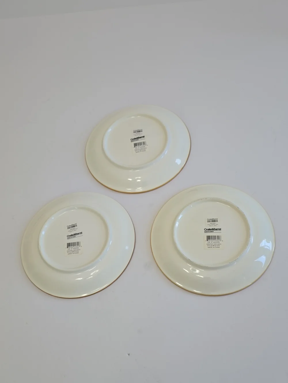 NWT Crate & Barrel Set Of 3 Winter Orchard Salad Saucer Plates 8